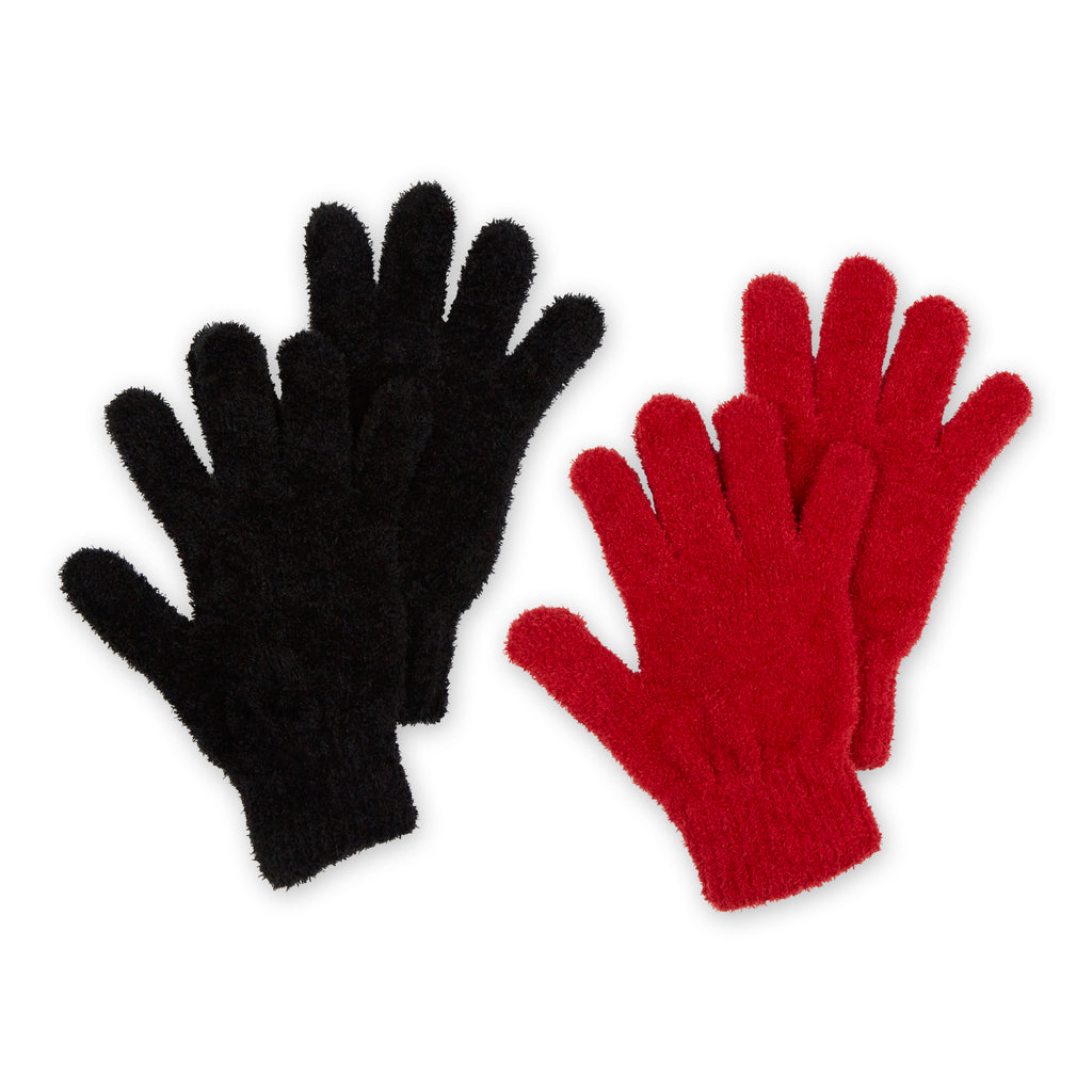 Spa Gloves Set Of 2 - Aloe Infused - Black/Red