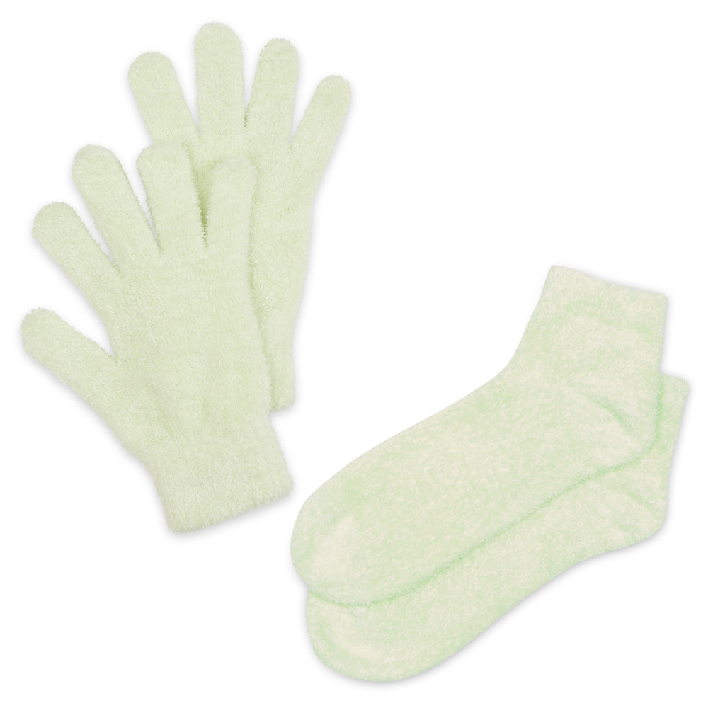 Spa Socks And Gloves Set Aloe Infused Mint